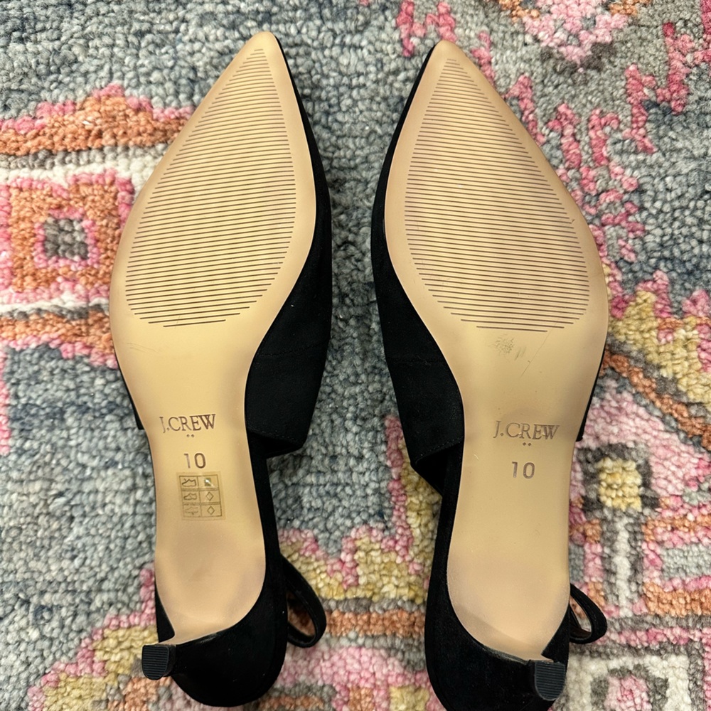 J Crew Black Slingback Kitten Heels - NEW - size 10 - Picture 5 of 7